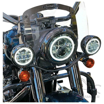 7 inch Moto LED Headlight For Harley Bike With 4-1/2"4.5" LED Passing Lamps Fog Lights 7"Bracket Mounting Ring Motorcycle