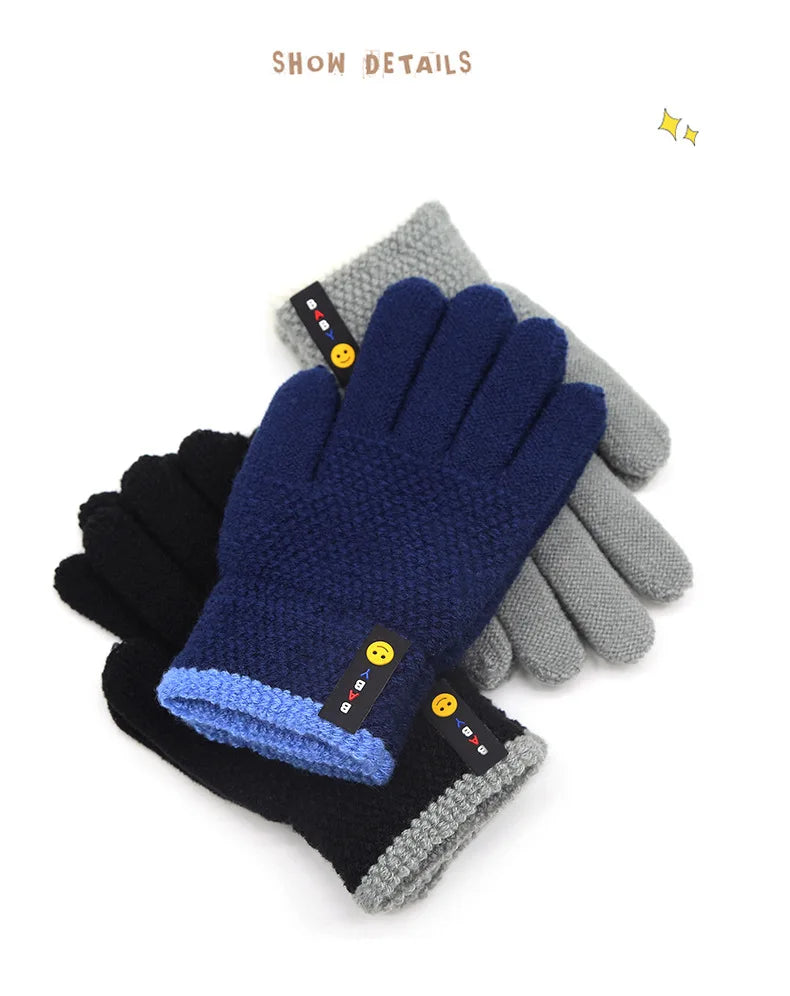 Kids Winter Gloves - Warm Knitted Mittens for Boys & Girls Ages 6-10 | Premium Cotton Stretch Gloves