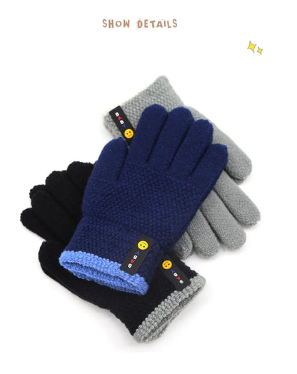 Kids Winter Gloves - Warm Knitted Mittens for Boys & Girls Ages 6-10 | Premium Cotton Stretch Gloves
