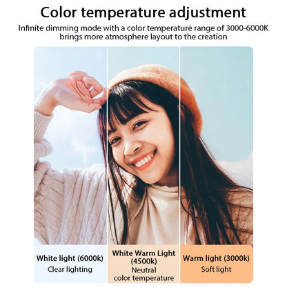 3000K-6000 KMcoplus LED Photography Video Light Panel Lighting Photo Studio Lamp Kit For Shoot Live Streaming Youbube RGB Filter