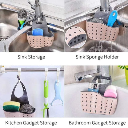 Home Storage Drain Basket Kitchen Sink Holder Adjustable Soap Sponge Shlf Hanging Drain Basket Bag Kitchen Accessories