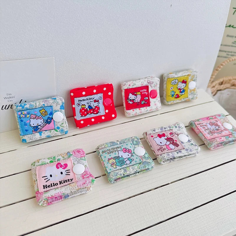 Hello Kitty Data Cable Organizer Fabric Sanrio KT Cat Charger Cord Storage Holder Data Line Bobbin Winder