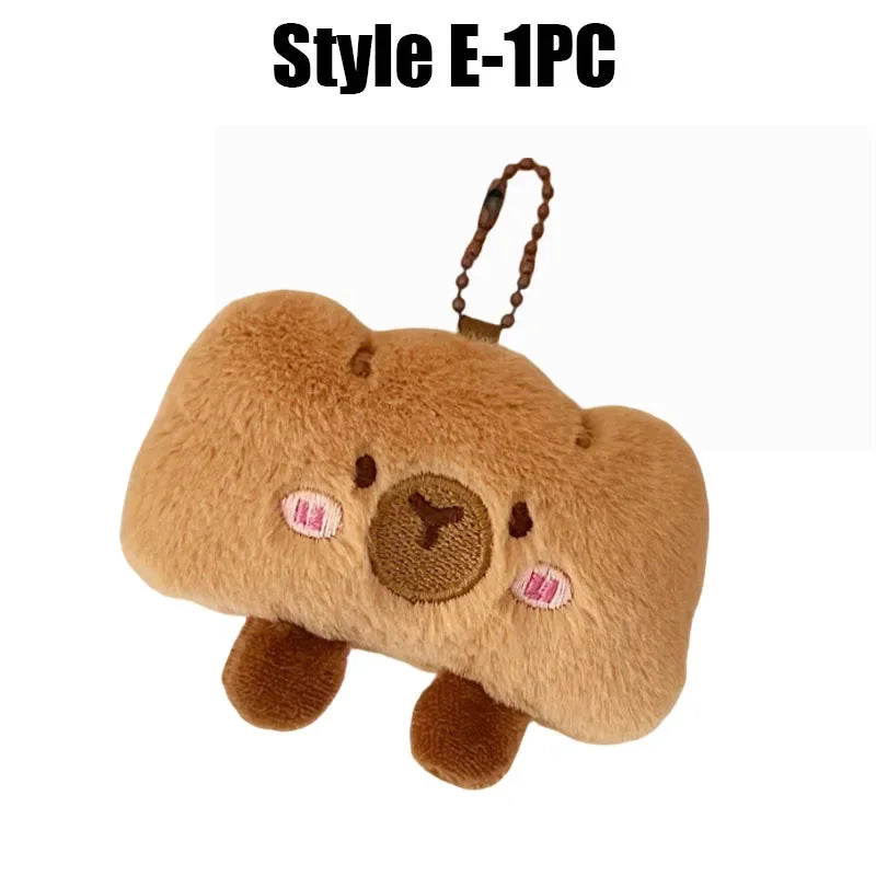 Cartoon Capybara Pendant Decoration Soft Plush Bread Key Chain Plush Stuffed Croissant Food Plush Keychain Hanging Accessory