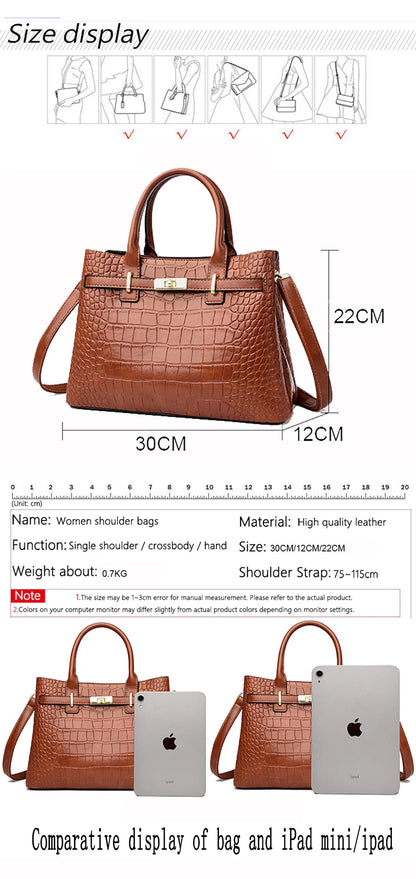 Famous Brand Ladies HandBags High Quality Crocodile Stripe Three Main Bags Designer Crossbody Shoulder Bag For Womens Tote Bag
