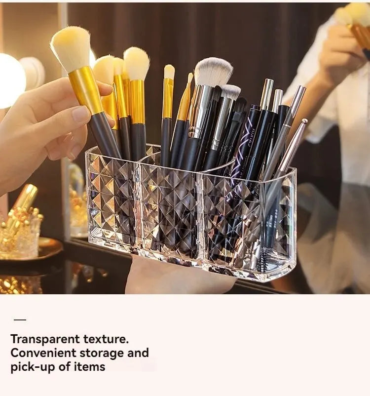 Diamond Pattern Mirrored Bathroom Storage Box - Premium Cosmetic Organizer for Lipstick & Makeup