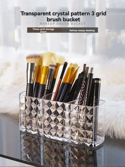 Diamond Pattern Mirrored Bathroom Storage Box - Premium Cosmetic Organizer for Lipstick & Makeup