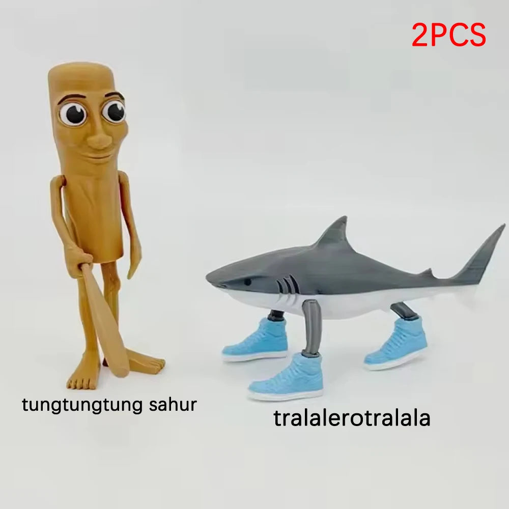 3D Printed Shark Figurine Tralalero Tralala Tun Tung Sahur Toy Classic of Mountains and Seas Figure Desktop Decor Birthday Gift