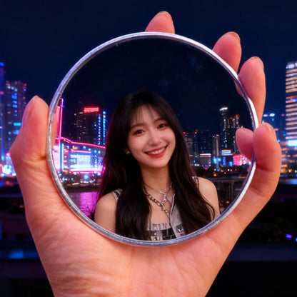 7.5cm/9.5cm Mini Hand-held Selfie Convex Mirror Travel Trip Pocket Selfie Mirror TikTok INS Fashion Mirrors for Traveling Alone