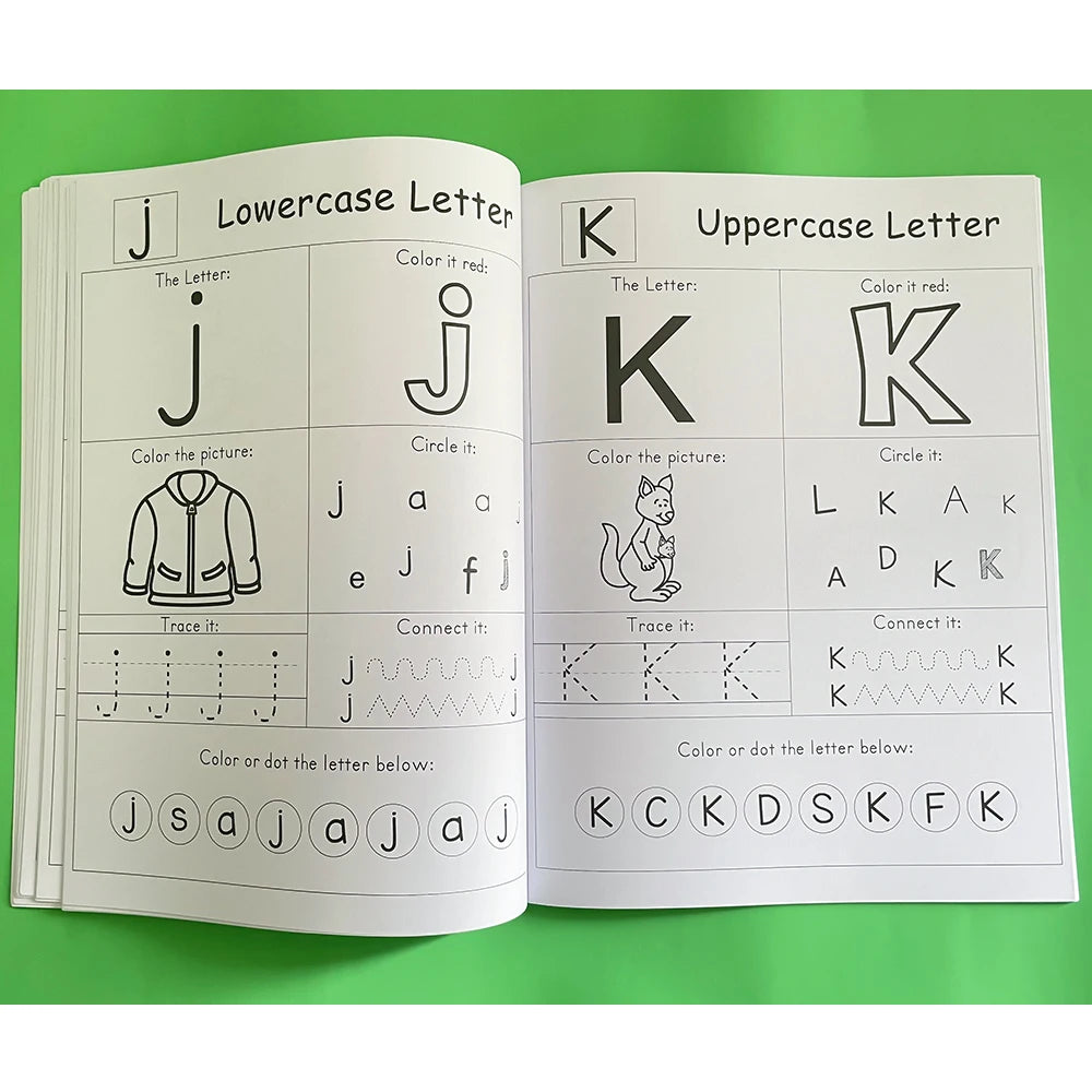 Buchstaben AZ Alphabet Phonetik Übungsheft Vorschule Englisch lernen Kindergarten Schreiben Malbuch Montessori