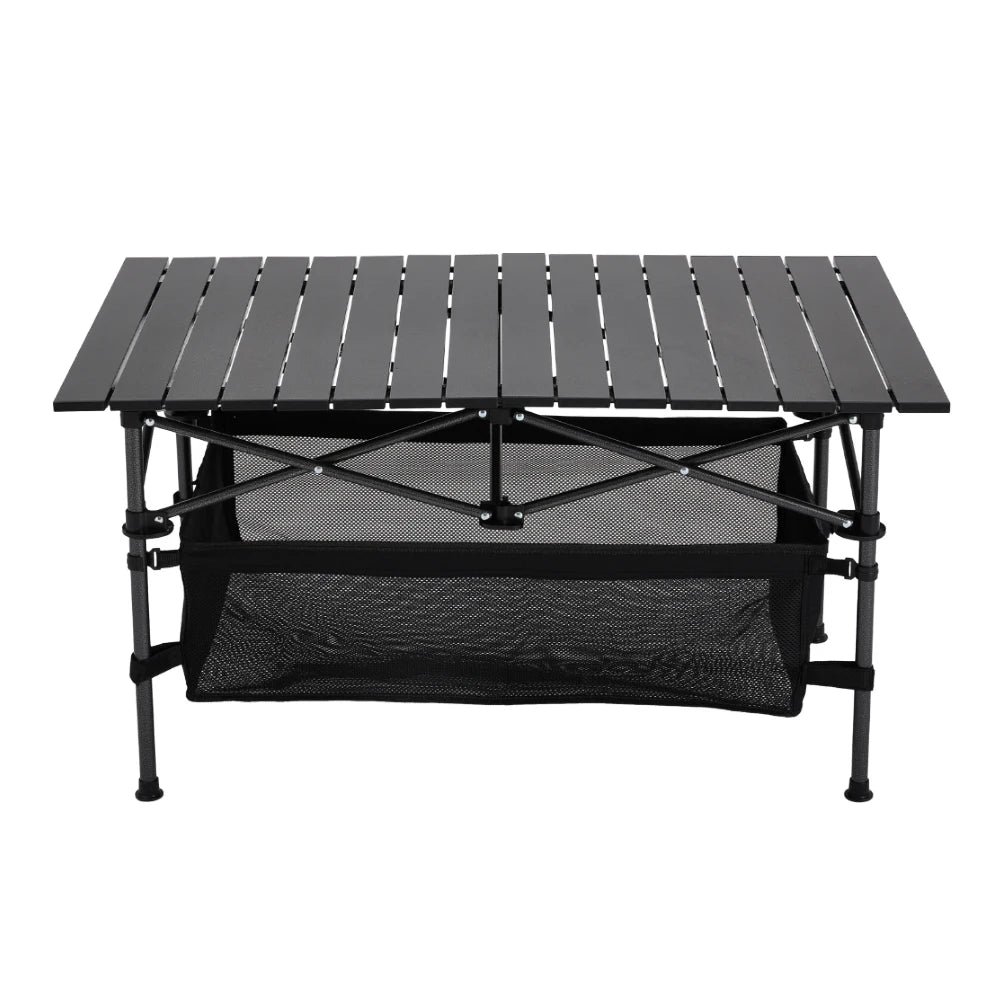 【Breeins】Aluminum Roll-Top Foldable Camp Table with Mesh Shelf