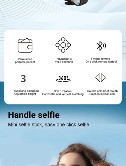 FANGTUOSI Mini Selfie Stick Portable Phone Holder Shooting Aid Versatile Integrated Design Bluetooth Remote For Live Broadcas