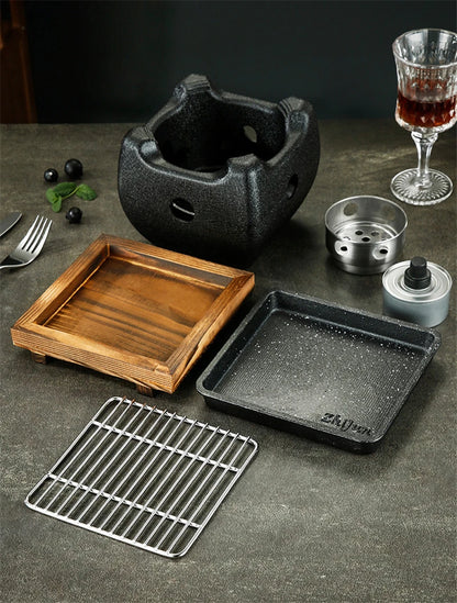 Aluminum alloy tea cooker Small oven Korean style cast iron barbecue dish portable grill korean bbq Japanese charcoal grill