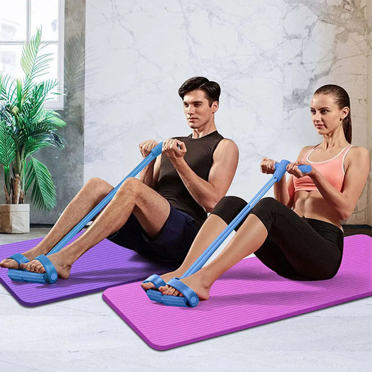 Tension Rope Sit-up Handle Waist Abdomen Exercise Training Elastic Yoga Pedal Puller Resistance Band Fitness Equipment