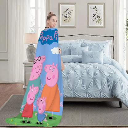 Cartoon Cute P-Pep-pa P-Pig Blanket Blanket for Couch Sofa Travel Home Hiking Picni Bed Beding Flannel Blanket birthday gift
