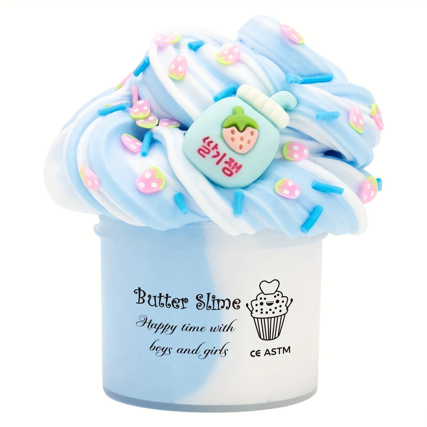 2.37oz Fluffy Two-Tone Butter Slime Super Soft Clay Stretchy Non-sticky Party Favors Slime Charms Toys Education Birthday Gifts