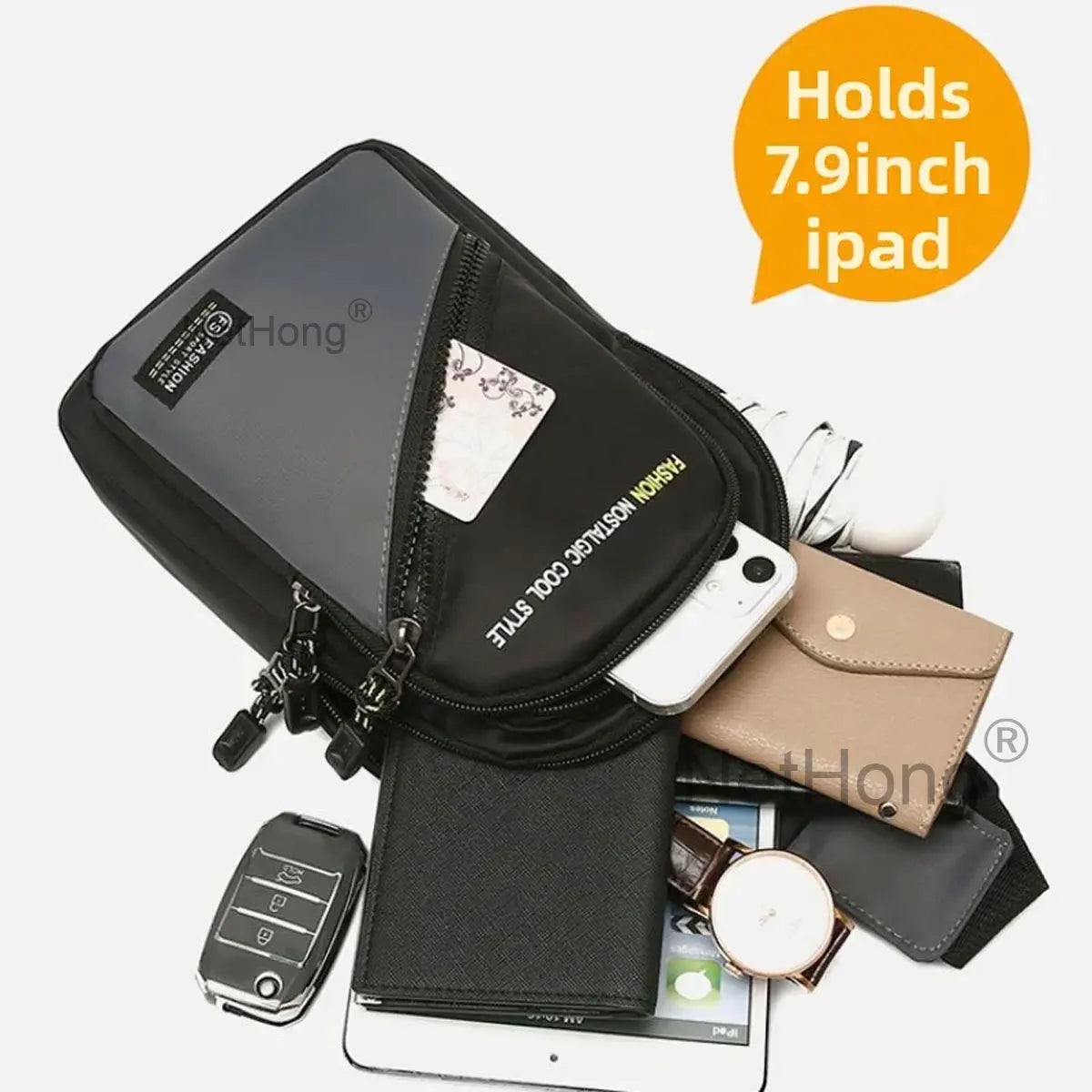 New Ox Cloth Men's Crossbody Bag Simple Faion Korean Version Chest Small Bapa Single oulder Bag Casual Chain Handle