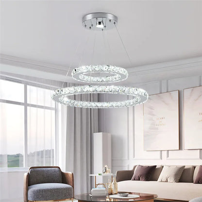 Luxury Rings Led Crystal Chandelier Mordern Pendant Light Living Dining Room Decor Fixture Suspension Luminaire Hanging Lustr