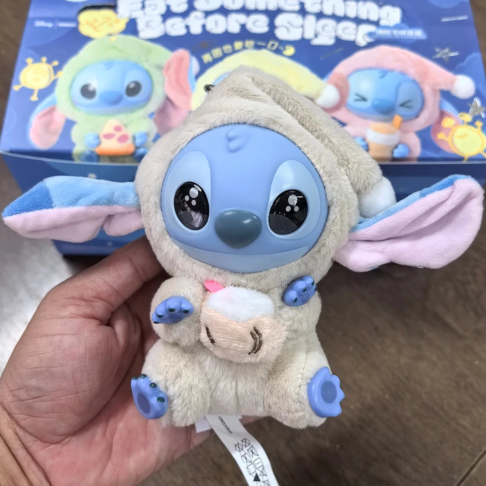 Heißes Spielzeug! Kawaii Stitch Blindbox-Tasche „Eat Some Thing Before Sleep“-Serie Vinyl-Anhänger, süße Puppe, Überraschungsbox, flauschige Puppe für Erwachsene