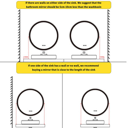 LUVODI 24 Inch Gold Frame Round Bathroom Mirror with Lights Illuminate Wall Vanity Mirror 3 Color Dimmable Anti-Fog Smart Mirror