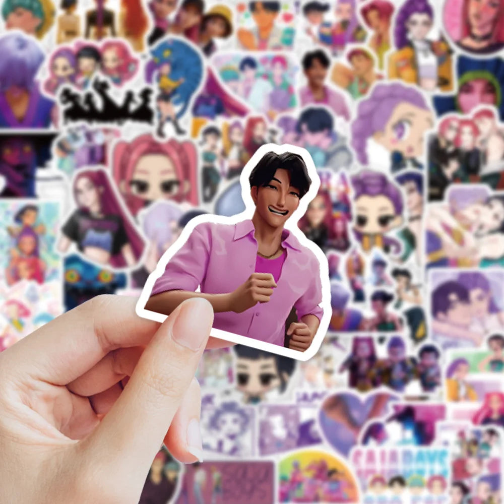 74pcs Kpop Demon Hunters Stickers Saja Boys Laptop Stickers for Guitar Bicycle Luggage Car Stationery Party Favors Gift