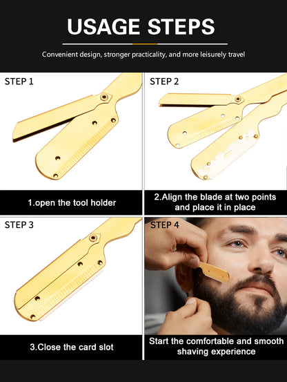 Professional Barber Razor Folding Shaving Knife Manual Beard Beard Cut Razors Holder For (No Shaving Blade) Salon Removal Tools