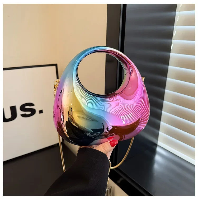 Luxury Designer Evening Clutch Clear Acrylic Women Handbags Fashion Shoulder Bag Half Moon Wedding Purses Party Tote Ladies