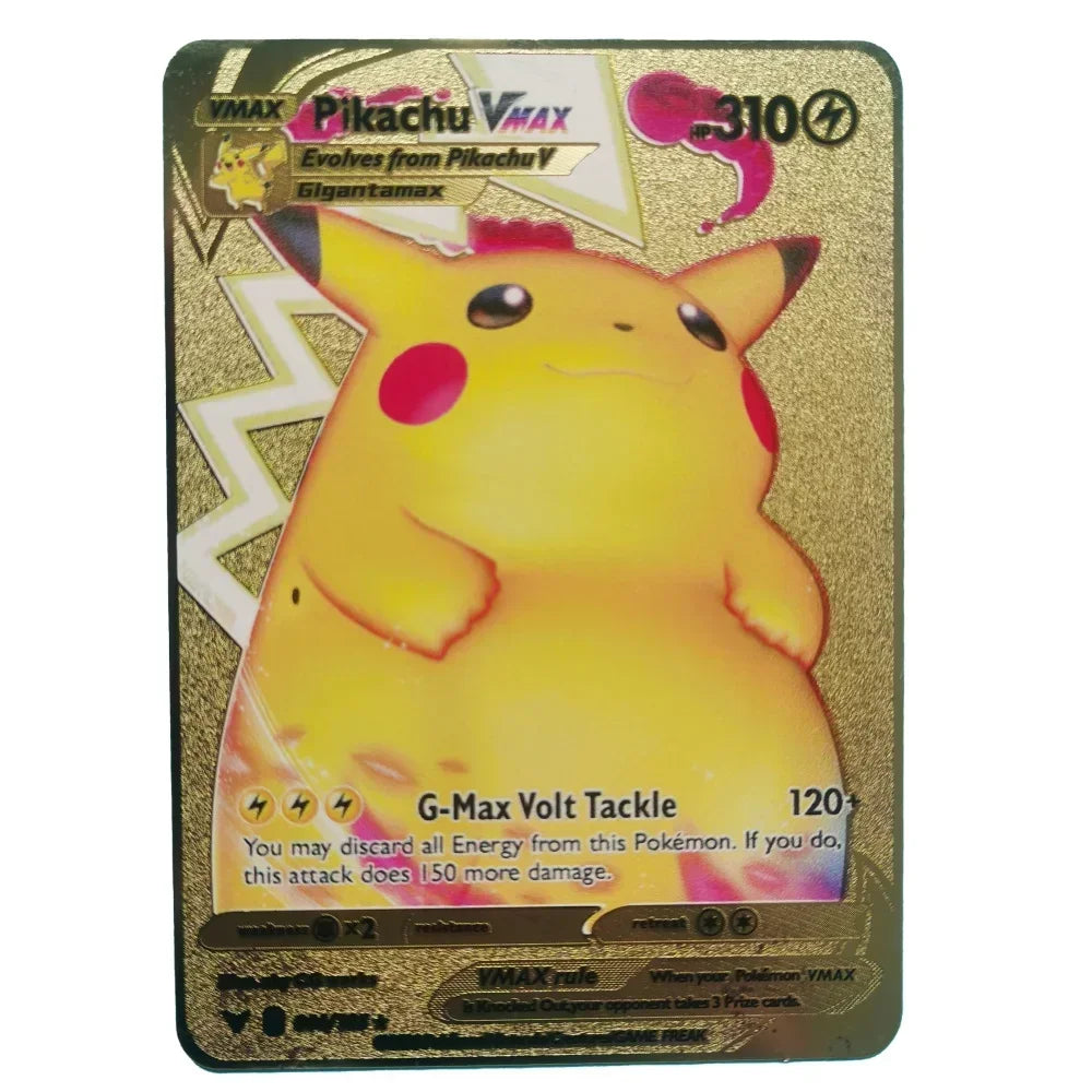 Pokémon 32er-Karten Goldmetall-Pokémon-Karten Englisch Harte Eisenkarten Mewtu Pikachu Gx Glurak Vmax Paket Spielkollektion