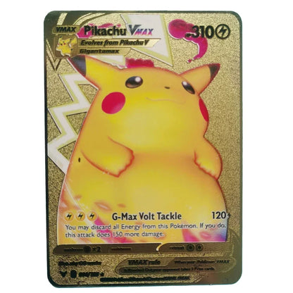 Pokémon 32er-Karten Goldmetall-Pokémon-Karten Englisch Harte Eisenkarten Mewtu Pikachu Gx Glurak Vmax Paket Spielkollektion