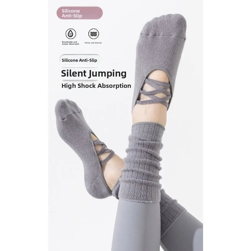 New Cotton Pilates Socks Harajuku Street Breathable Yoga Socks Non-Slip Grip Casual Strappy Grip Sock