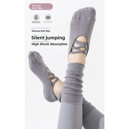 New Cotton Pilates Socks Harajuku Street Breathable Yoga Socks Non-Slip Grip Casual Strappy Grip Sock