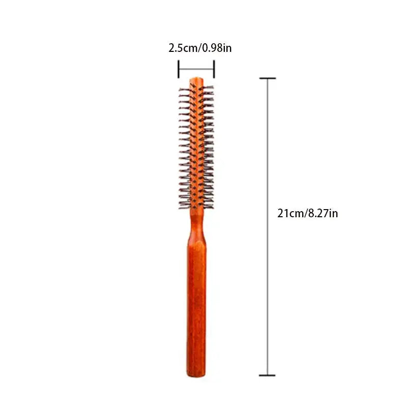 Bristle Wooden Curly Hair Comb Natural Boar Bristle Rolling Brush Round Barrel Blowing Curly Hairbrush Hair Styling Tool