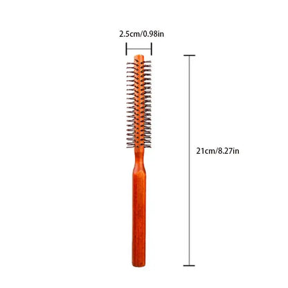 Bristle Wooden Curly Hair Comb Natural Boar Bristle Rolling Brush Round Barrel Blowing Curly Hairbrush Hair Styling Tool