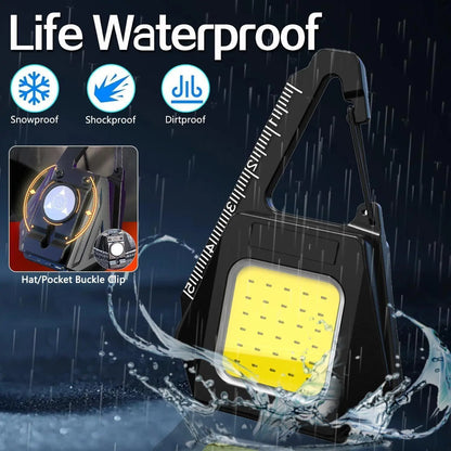 1-4pcs Mini COB Led Light USB Rechargeable Keychain Key Ring Camp 800Lum