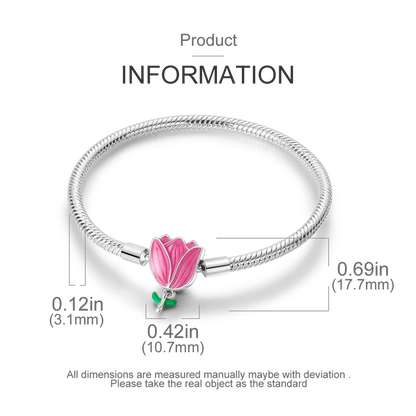 925 Sterling Silver Charm Bracelet - Leaf, Clover, Butterfly & Heart Design | 17-20cm Adjustable