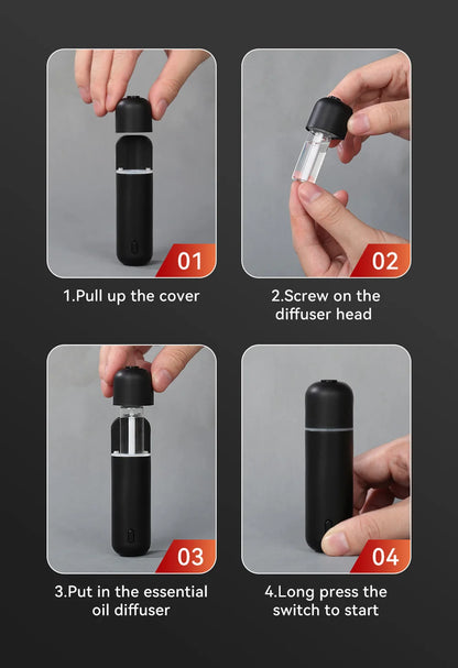 Car Aroma Diffuser Mini USB Rechargeable Scent Machine Fragrance Oil Car Air Freshener Essential Oil Diffuser Vent Clip