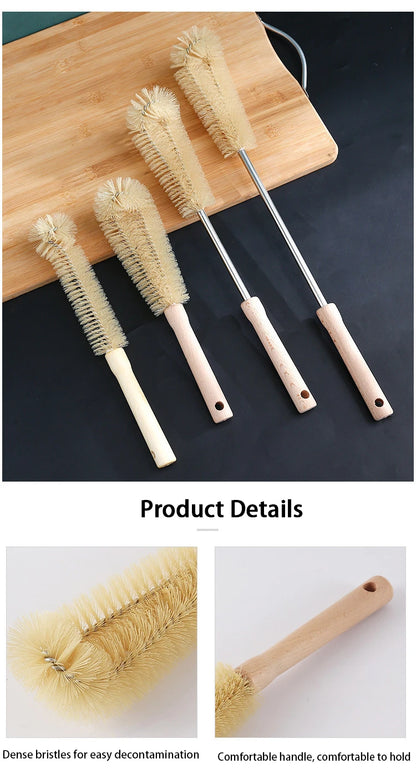 Kitchen cleaning tools Drink bottles Glass scrubbers Cleaning brush Wooden bottle cleaning brush with long handle