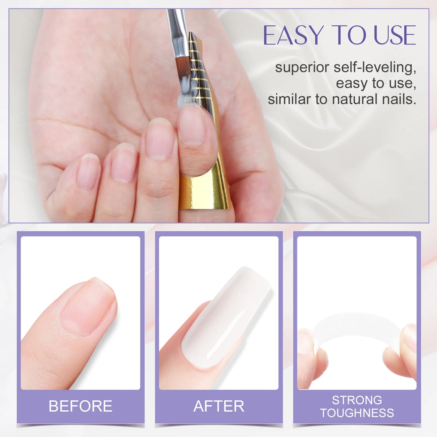 Saviland 100g Builder Nail Gel White Nude Pink Nail Extension Gel Multifunctional Nails Art Gel Polish Soak Off UV for Salon DIY