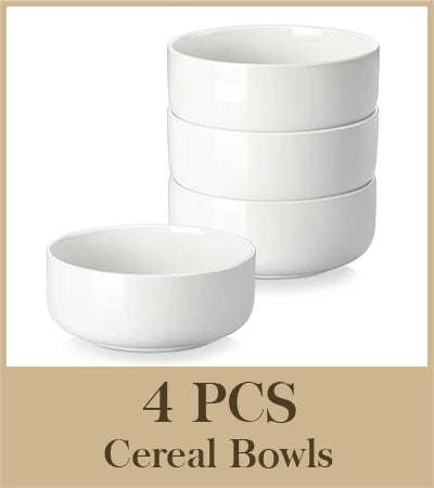 MALACASA 4 Piece Bowl 26oz Ceramic Dinnerware set White Porcelain Plates Grey Marble Tableware Set Cereal Bowls Salad Soup Bowls