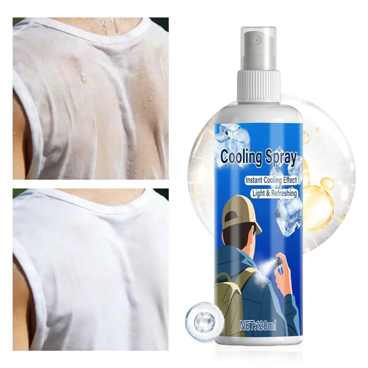 120ml Summer Cooling Spray Portable Ice Feeling Clothing Training Relief Long-lasting Hydrating Cool Spray For Face& Body Bottle