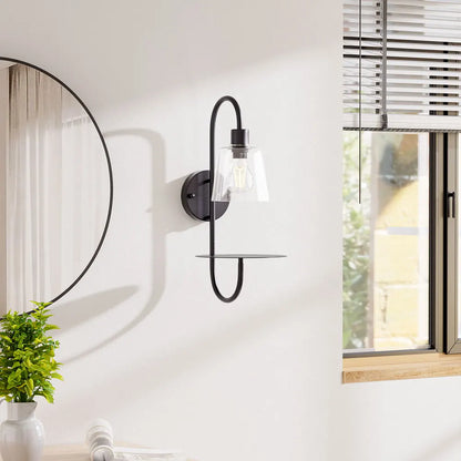 KOMORE Transparent Glass Lampshade Wall Light with Tray for Living Room, Hallway, Bedroom, Bathroom