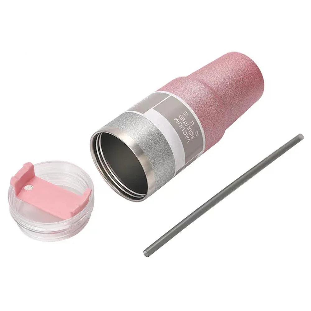600/900ml Stainless Steel Coffee Mug Diamond Paint Thermos Cup with Lid and Straw With Handle Insulated Tumblers Vacuum Beer Cup