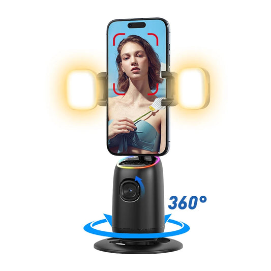 P05 AI Follow Gimbal 360 Rotation Face Tracking Stabilizer Filming Portable Desktop Cellphone Holder for Live/Photo