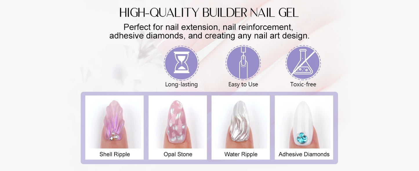 Saviland 100g Builder Nail Gel White Nude Pink Nail Extension Gel Multifunctional Nails Art Gel Polish Soak Off UV for Salon DIY