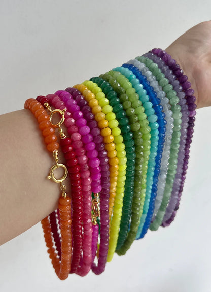 Colored Semi-precious Stone Fashion Necklace 5*8 Cut Natural Stone Beaded Necklace For women, Luxury Handmade  Jewelry