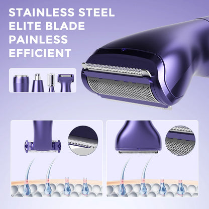 Sejoy 6-In-1 Body Hair Trimmer Kit Electric Beard Shaver Men Women Nose Hair Trimmer Eyebrow Razor Portable Body Hair Shaver