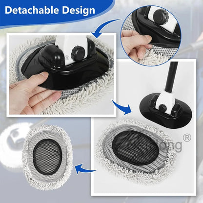 Adjustable Telescopic Car Wash Brush Kit Mop Long Handle Cleaning Tool 15°bend`