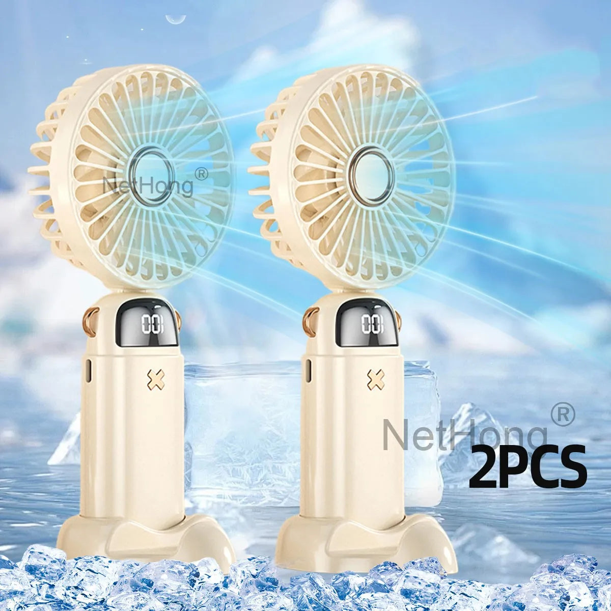 1/2 PCS 3-in-1 1800mAh Foldable USB Fan with Phone Holder - Portable Handheld & Desk Cooler w/ 360° Cooling