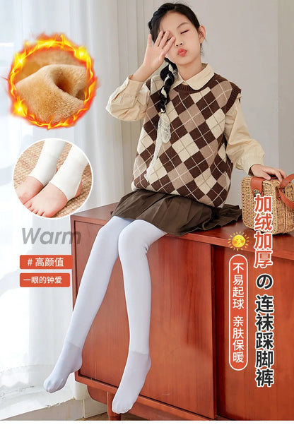 Winter Girls Tights Thicken Warm Pantyhose for Kids Skin/black Children Stocking Teenager Pantys Baby Ballet Underpants