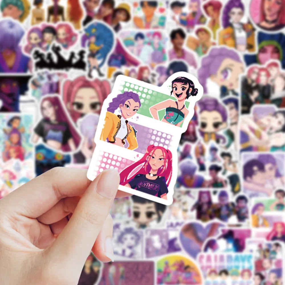 74pcs Kpop Demon Hunters Stickers Saja Boys Laptop Stickers for Guitar Bicycle Luggage Car Stationery Party Favors Gift