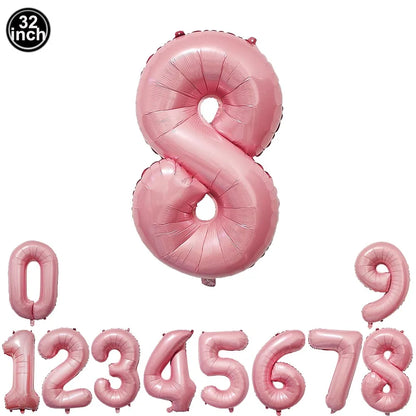 32inch Hot Pink Rose Foil Number Balloons Girls Birthday Pink Large Number Balloon Birthday Wedding Baby Shower Party Decor